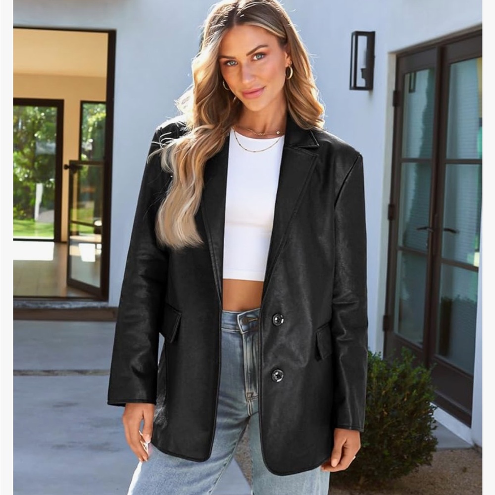 Womens Black Leather Jacket Faux